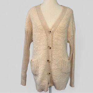 Dreamers by debut Cream Button up fuzzy sweater Size S/M‎